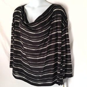 METALLIC ACCENT, DRAP NECK, LIGHT WEIGHT SWEATER